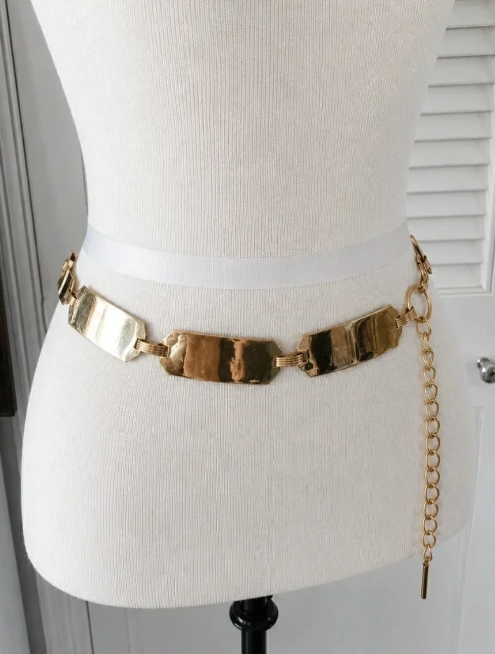 Vintage Gold Tone Statement Chain Link Belt Adjustable 33”